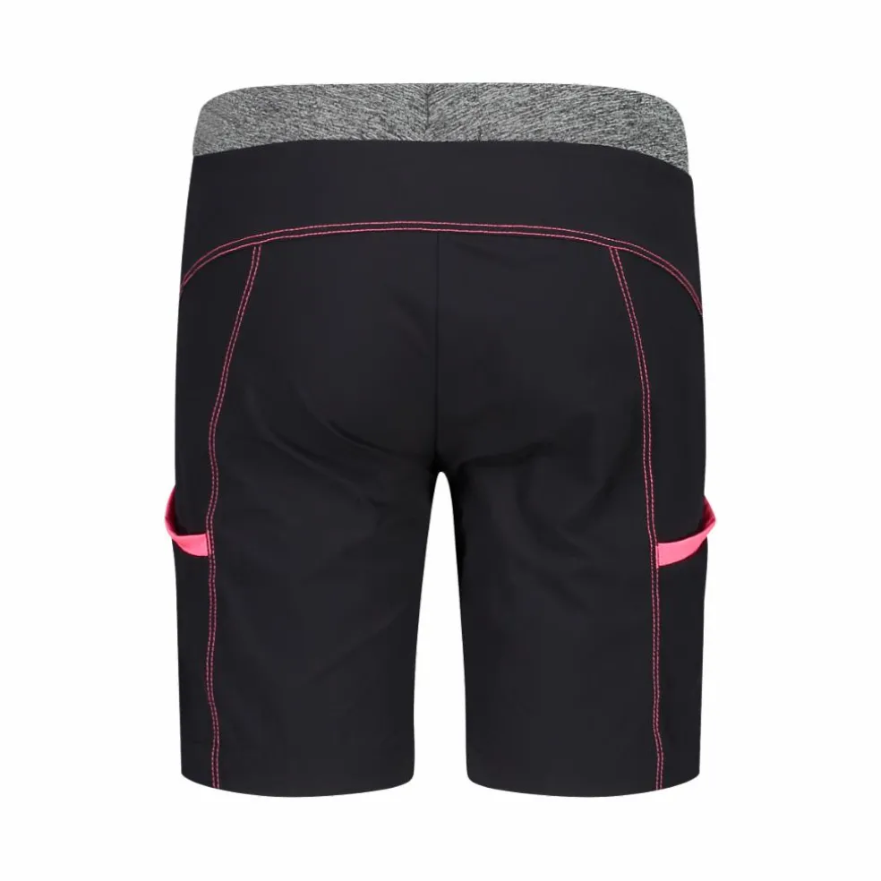 Bermuda trekking in poliestere leggero stretch da bambina