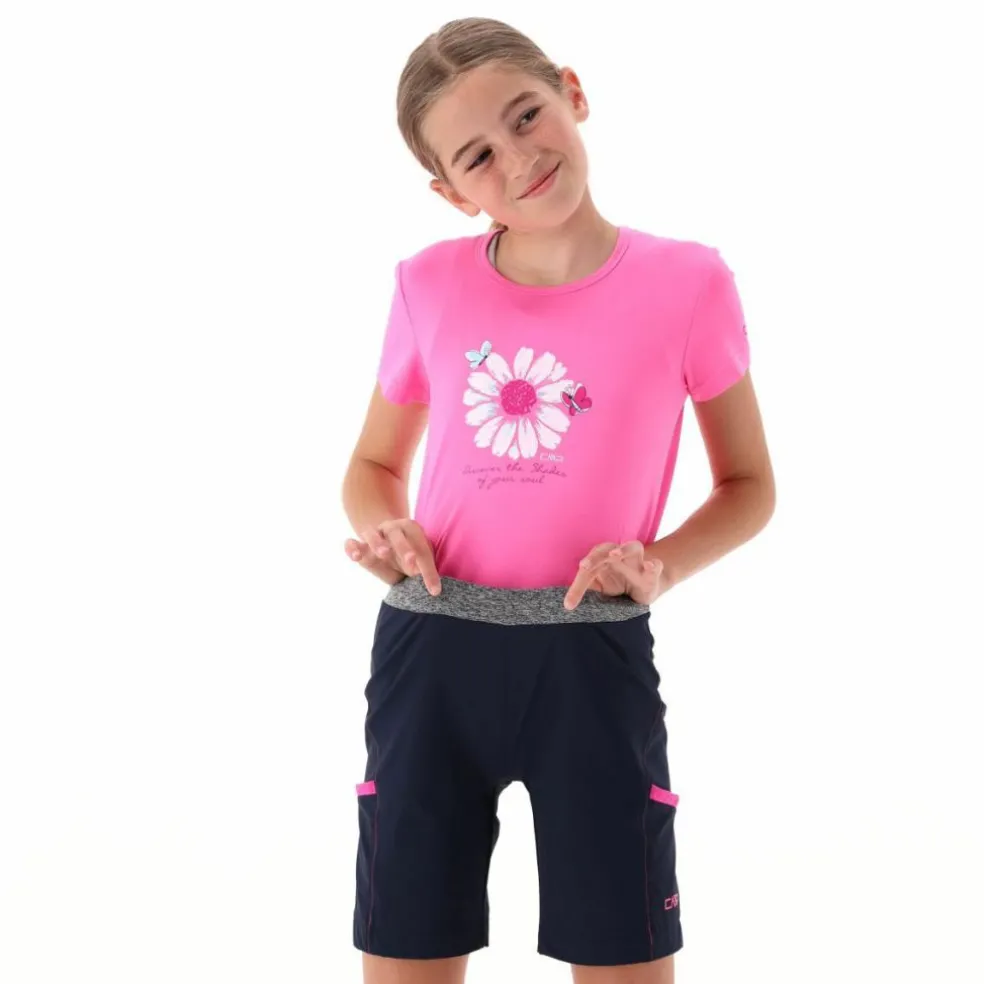 Bermuda trekking in poliestere leggero stretch da bambina
