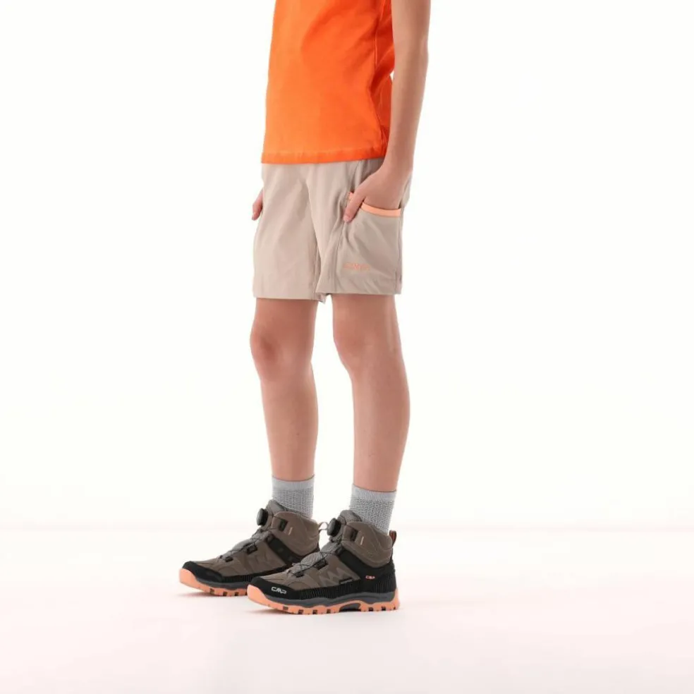 Bermuda trekking in poliestere leggero stretch da bambina