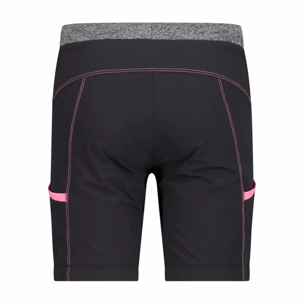 Bermuda trekking in poliestere leggero stretch da bambina