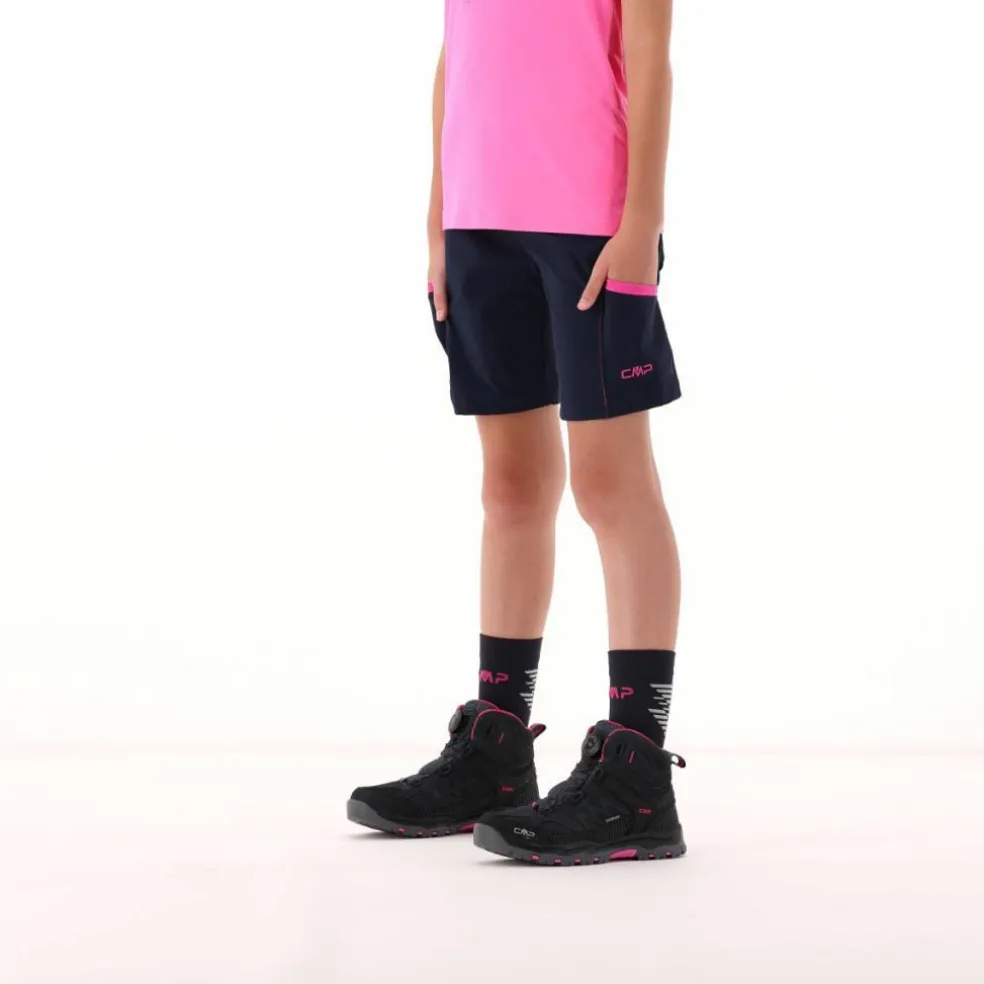 Bermuda trekking in poliestere leggero stretch da bambina