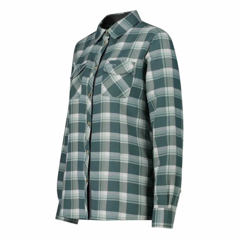 Camicia a manica lunga da donna in poliestere riciclato