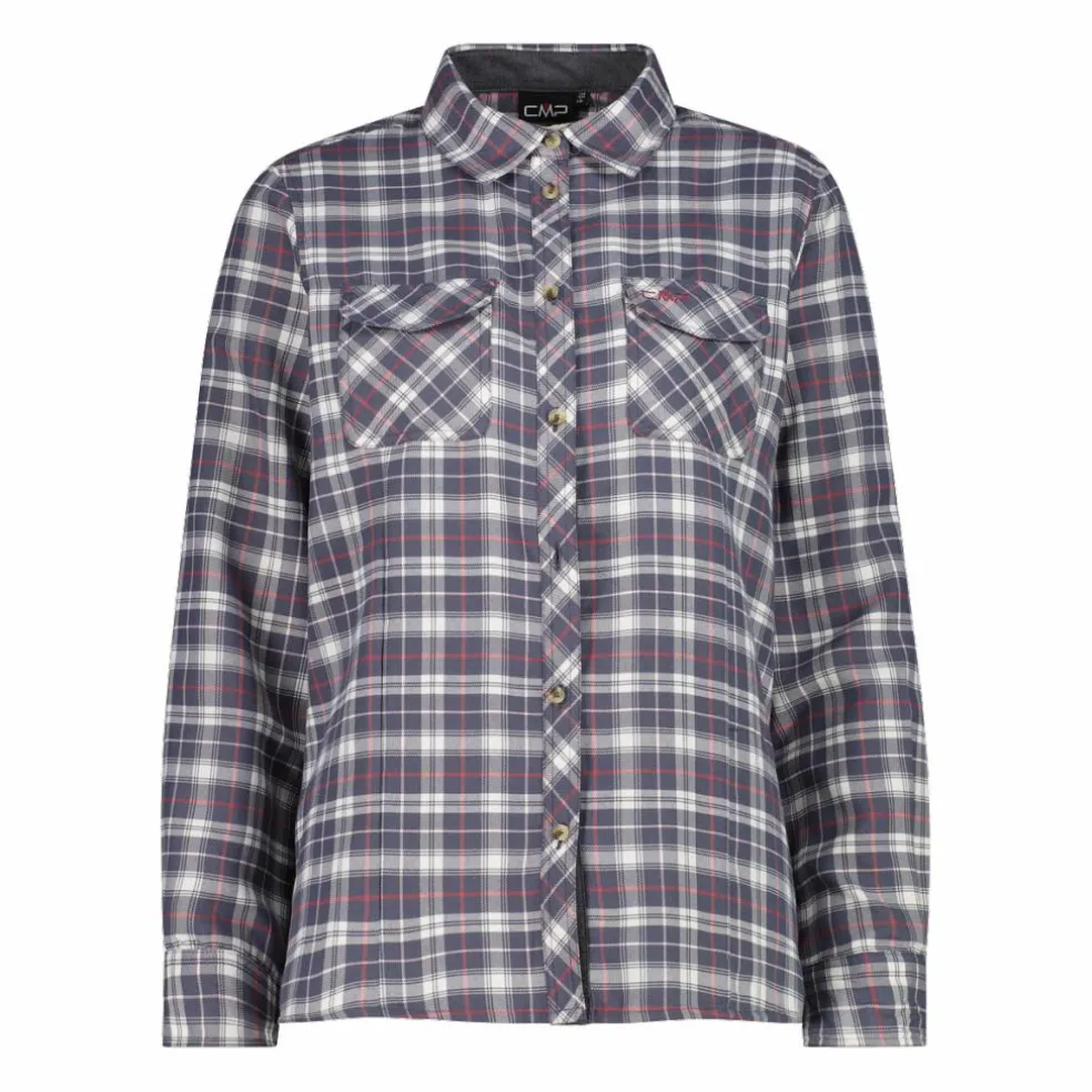 Camicia a manica lunga da donna in poliestere riciclato