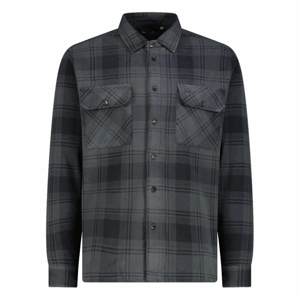 Camicia a manica lunga in pile stampato da uomo
