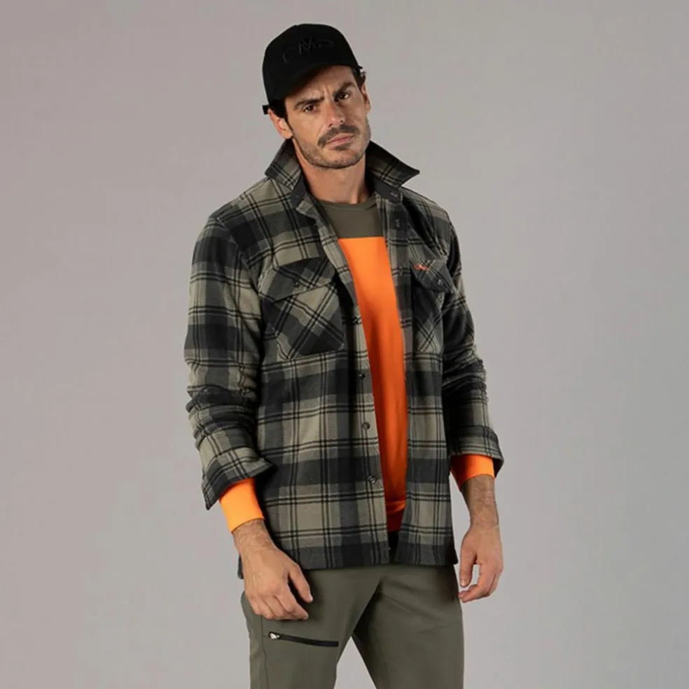 Camicia a manica lunga in pile stampato da uomo