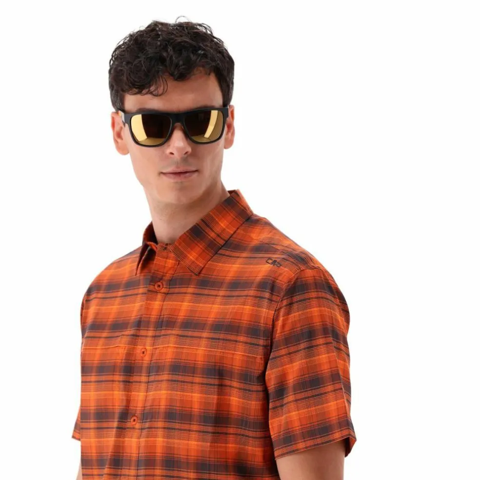 Camicia a maniche corte con fantasia Check da Uomo
