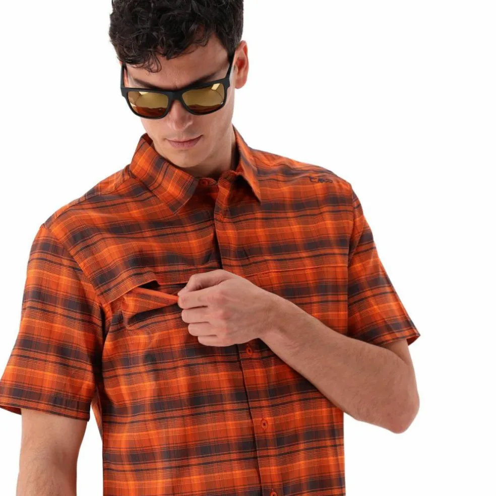 Camicia a maniche corte con fantasia Check da Uomo