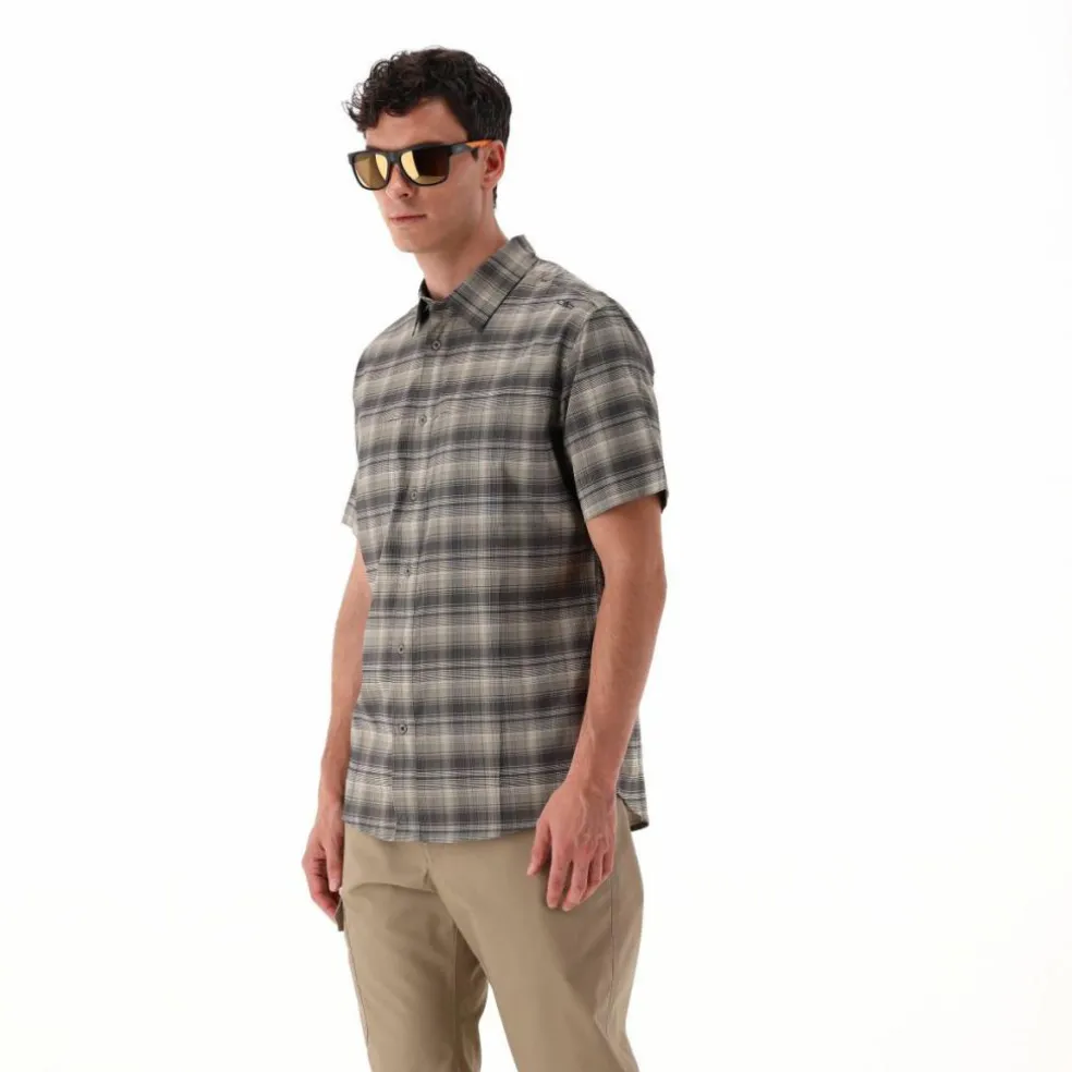 Camicia a maniche corte con fantasia Check da Uomo
