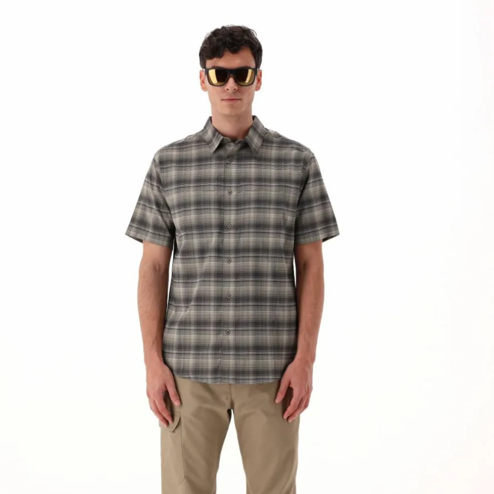 Camicia a maniche corte con fantasia Check da Uomo