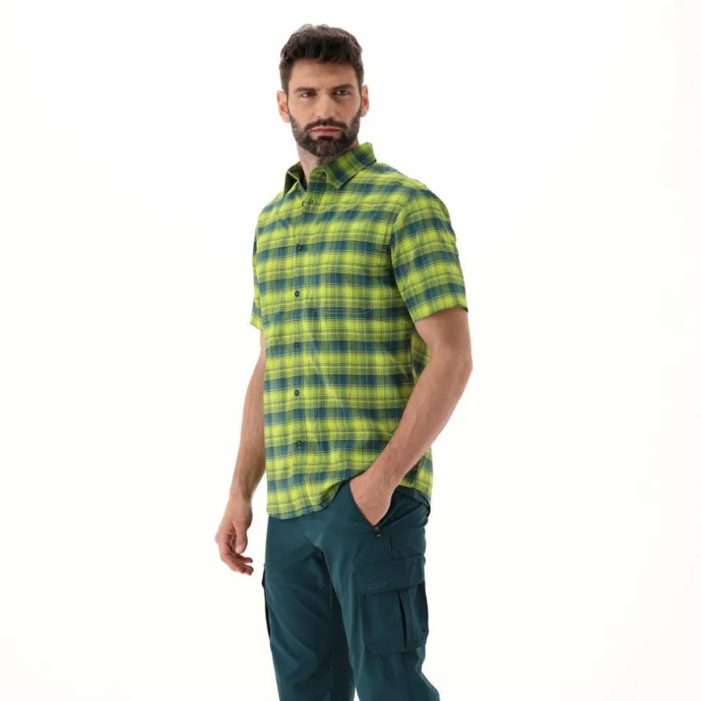 Camicia a maniche corte con fantasia Check da Uomo
