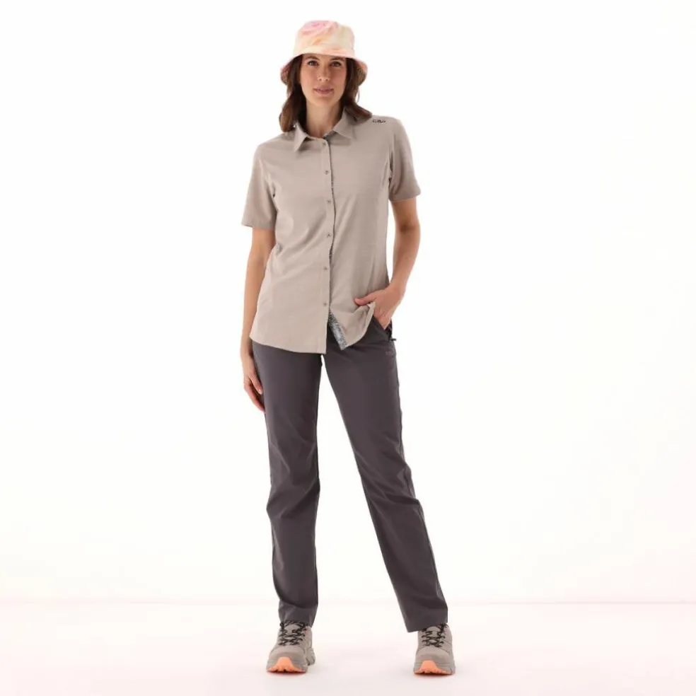 Camicia da donna a maniche corte in misto cotone
