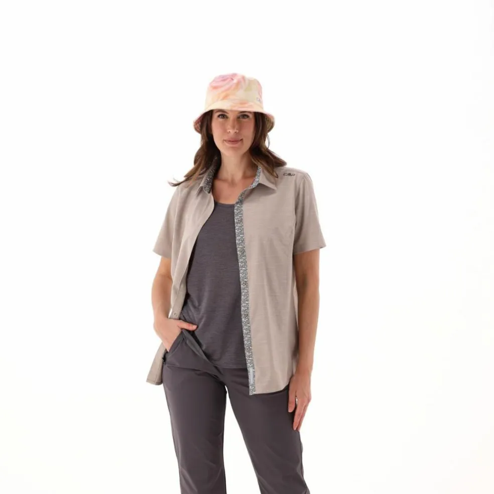 Camicia da donna a maniche corte in misto cotone