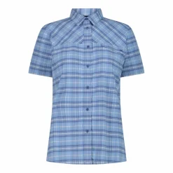 Camicia da donna a maniche corte con fantasia a quadri