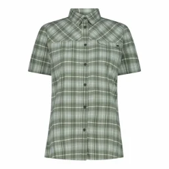 Camicia da donna a maniche corte con fantasia a quadri
