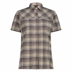 Camicia da donna a maniche corte con fantasia a quadri