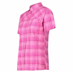 Camicia da donna a maniche corte con fantasia a quadri