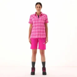 Camicia da donna a maniche corte con fantasia a quadri