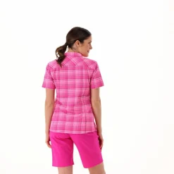 Camicia da donna a maniche corte con fantasia a quadri