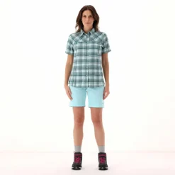 Camicia da donna a maniche corte con fantasia a quadri