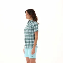Camicia da donna a maniche corte con fantasia a quadri