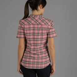 Camicia da donna a maniche corte con fantasia a quadri
