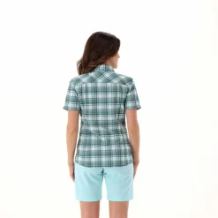 Camicia da donna a maniche corte con fantasia a quadri