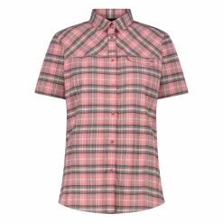 Camicia da donna a maniche corte con fantasia a quadri
