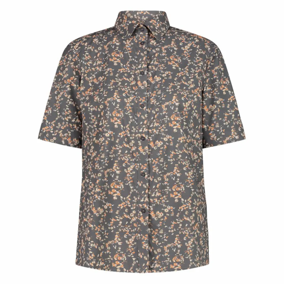 Camicia fantasia a maniche 3/4 stretch da donna