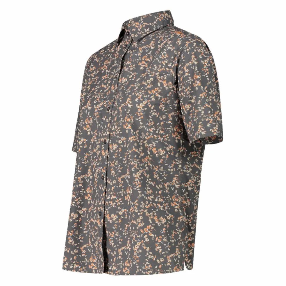 Camicia fantasia a maniche 3/4 stretch da donna