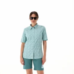 Camicia fantasia a maniche 3/4 stretch da donna