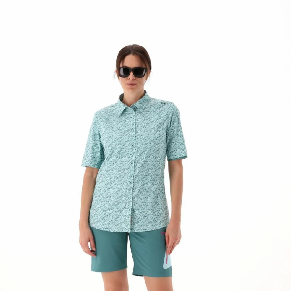 Camicia fantasia a maniche 3/4 stretch da donna