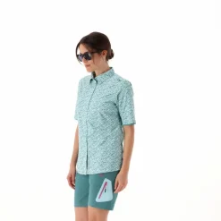 Camicia fantasia a maniche 3/4 stretch da donna