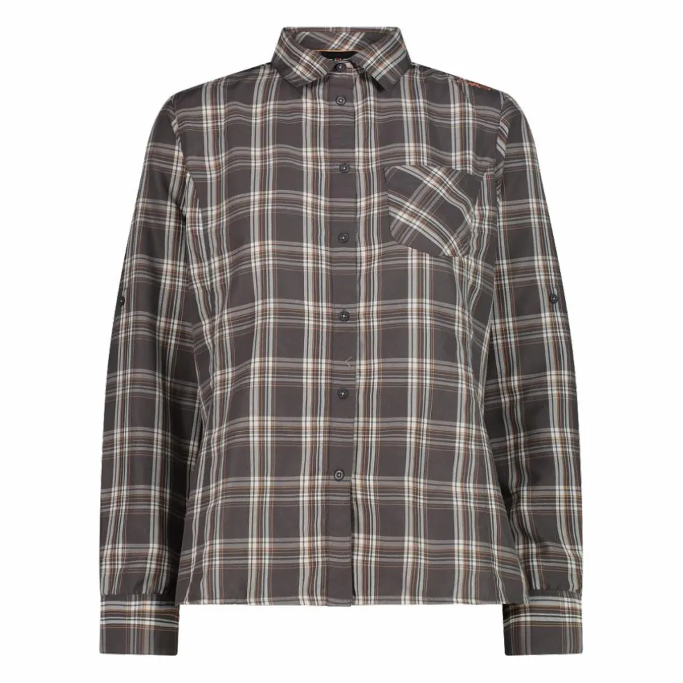 Camicia fantasia check maniche lunghe da donna