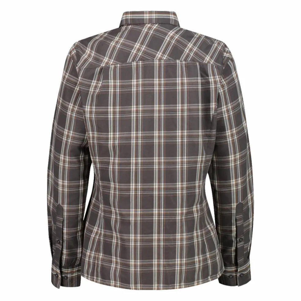 Camicia fantasia check maniche lunghe da donna