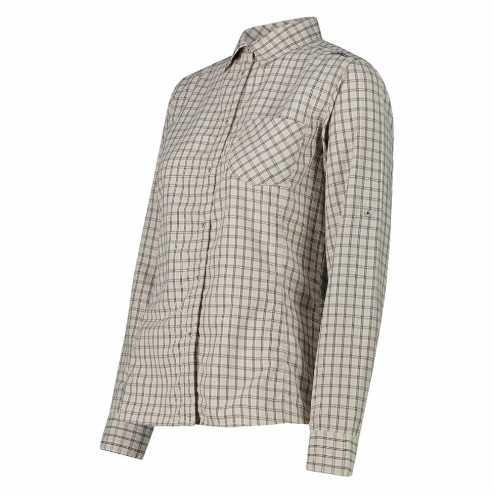 Camicia fantasia check maniche lunghe da donna