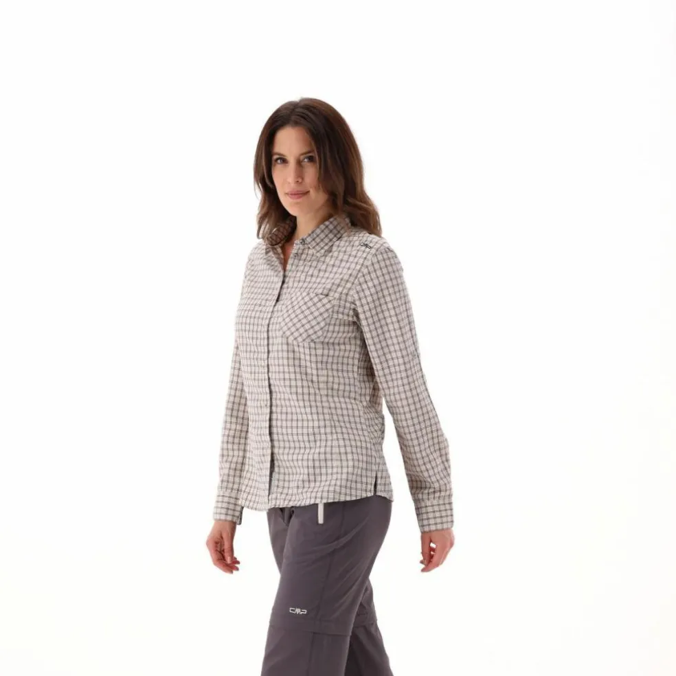 Camicia fantasia check maniche lunghe da donna