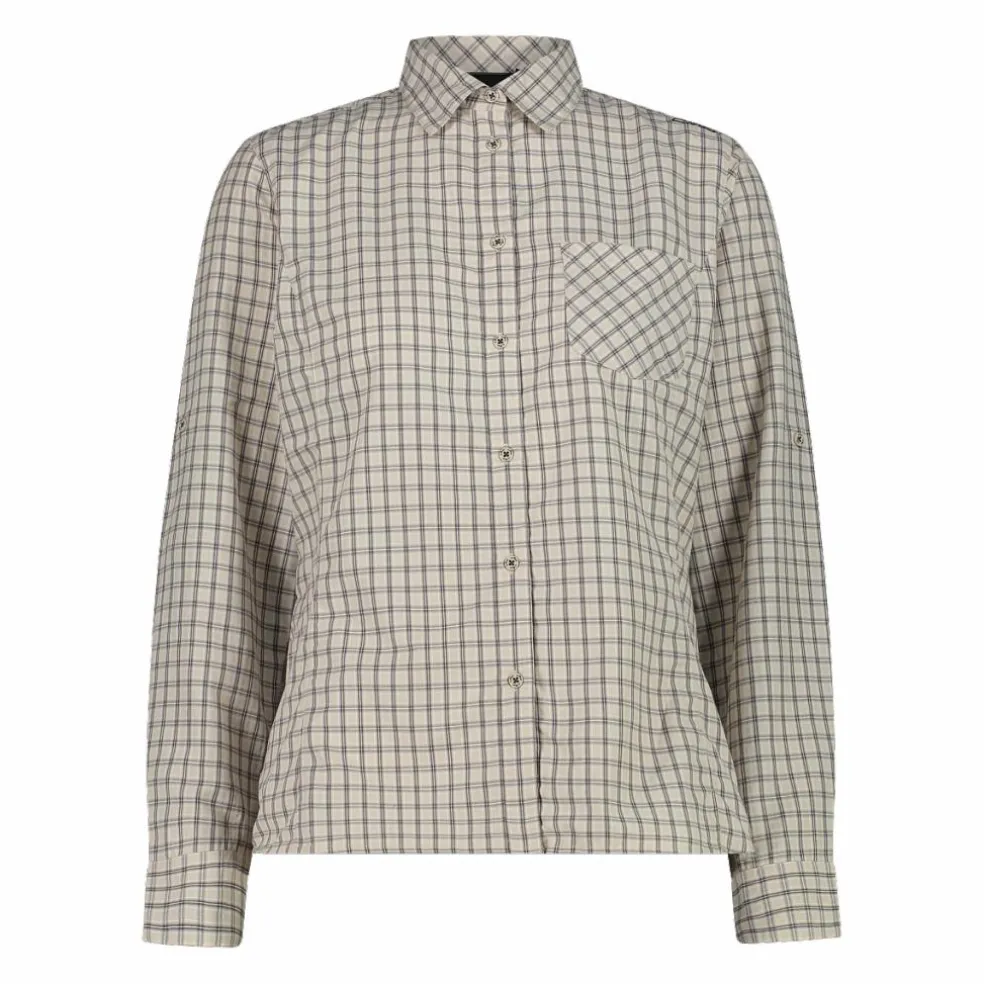 Camicia fantasia check maniche lunghe da donna