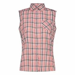 Camicia fantasia check senza maniche da donna