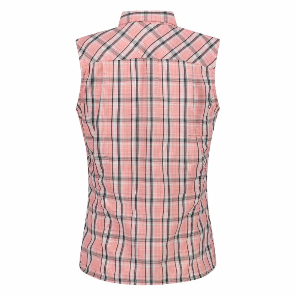 Camicia fantasia check senza maniche da donna