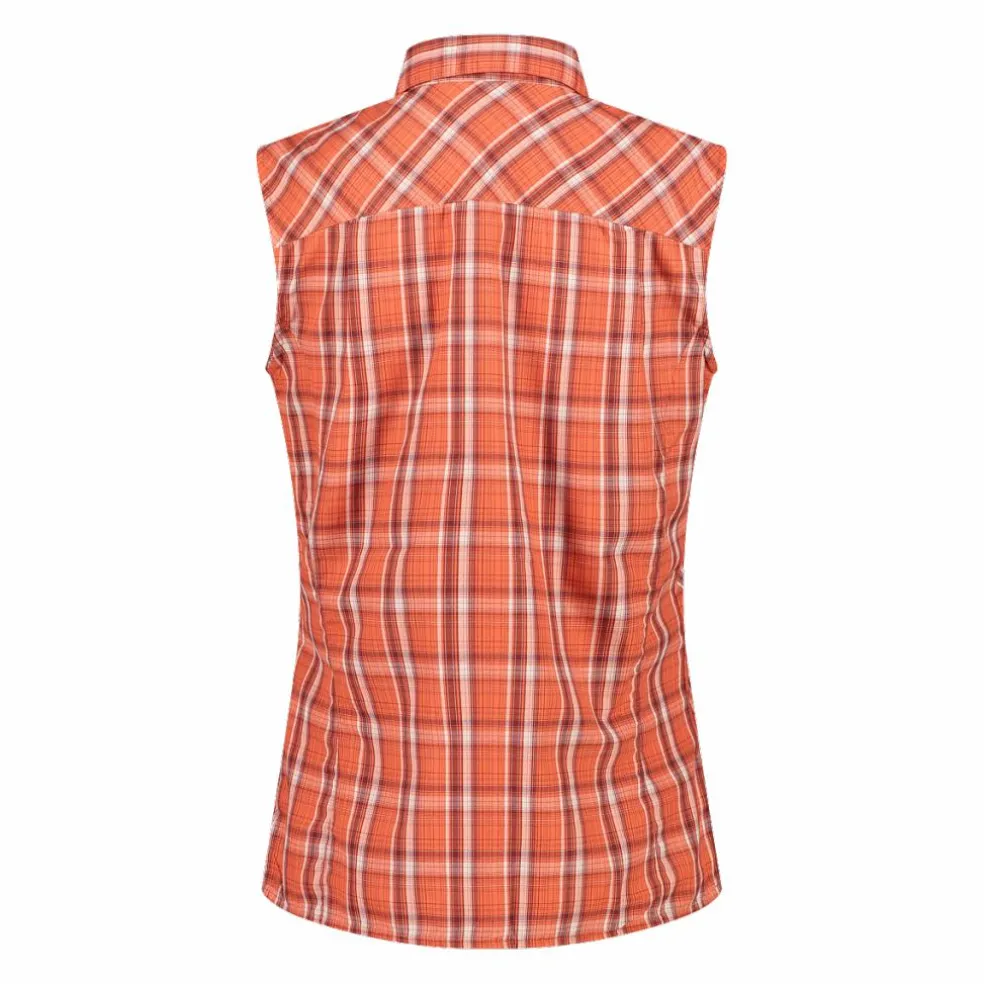 Camicia fantasia check senza maniche da donna