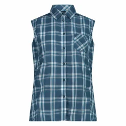 Camicia fantasia check senza maniche da donna