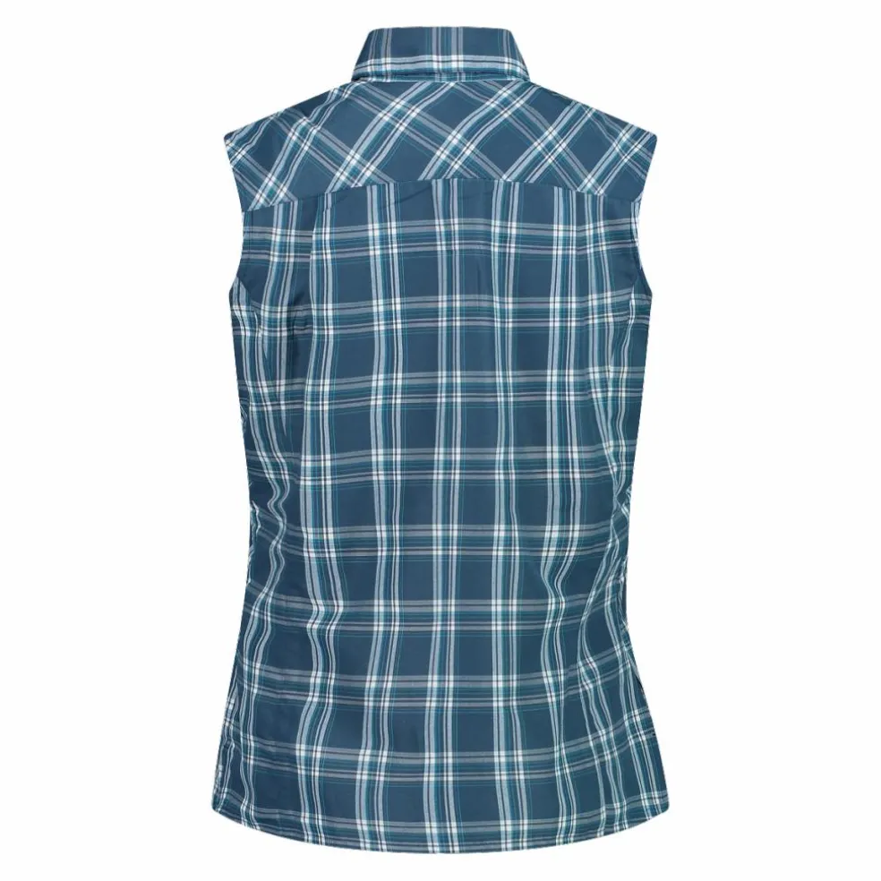 Camicia fantasia check senza maniche da donna