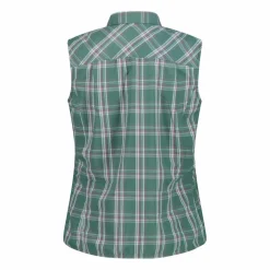Camicia fantasia check senza maniche da donna