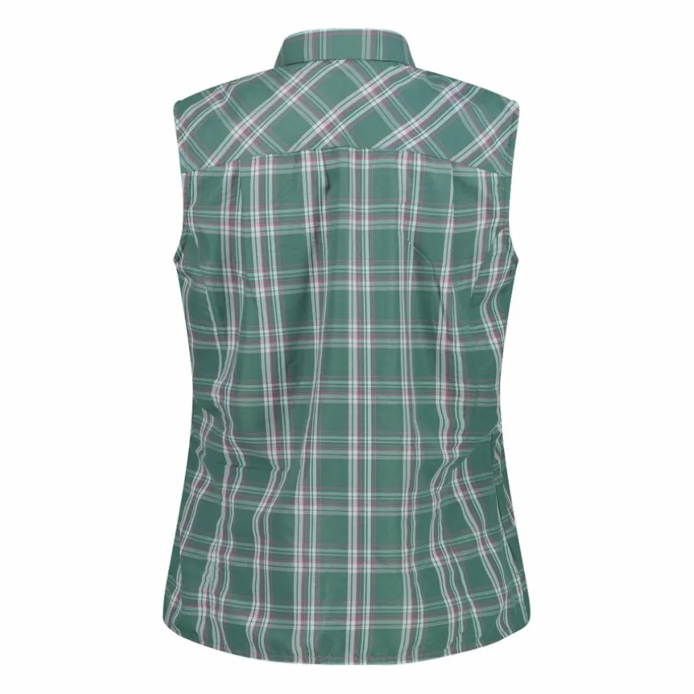 Camicia fantasia check senza maniche da donna