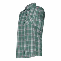 Camicia fantasia check senza maniche da donna