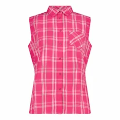 Camicia fantasia check senza maniche da donna