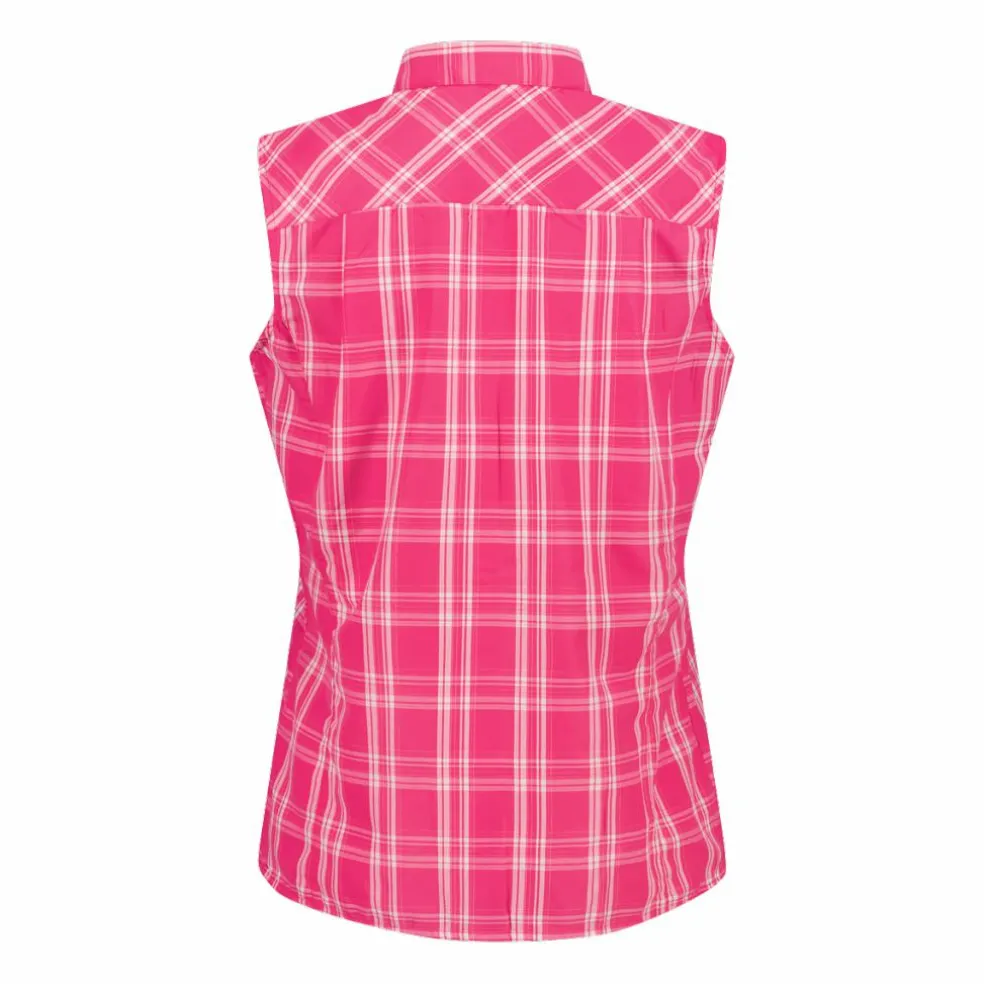Camicia fantasia check senza maniche da donna