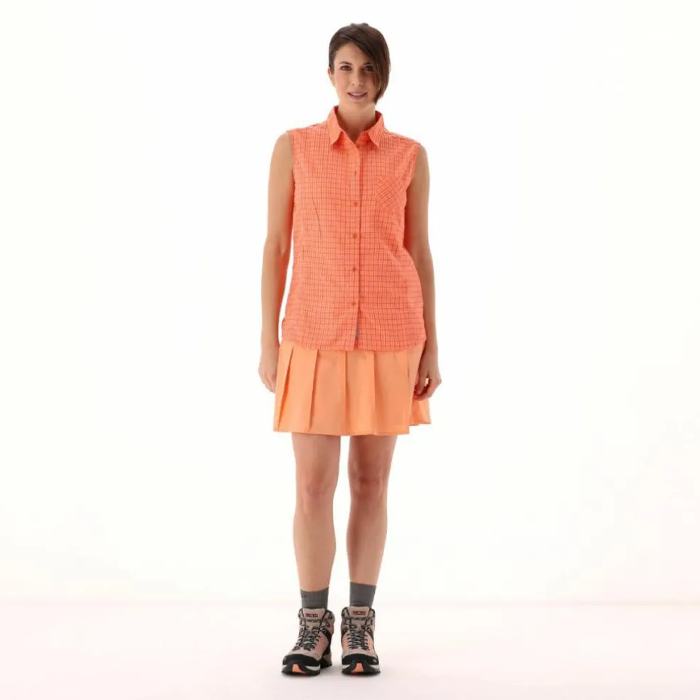 Camicia fantasia check senza maniche da donna