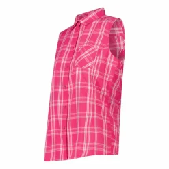 Camicia fantasia check senza maniche da donna