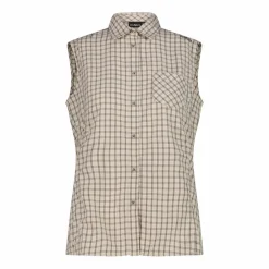 Camicia fantasia check senza maniche da donna